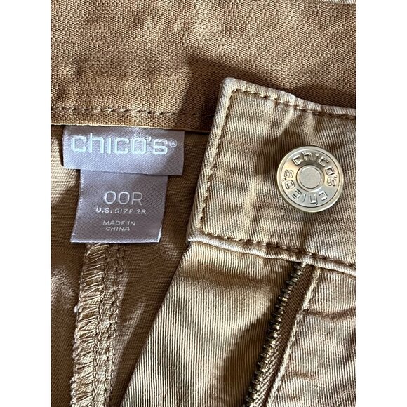 Chico's Women's Utility Pants 2R Cotton Blend Tan Boho - Picture 7 of 9